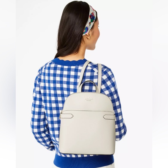 New Kate Spade Staci Saffiano Leather Dome Backpack Meringue - Picture 2 of 5